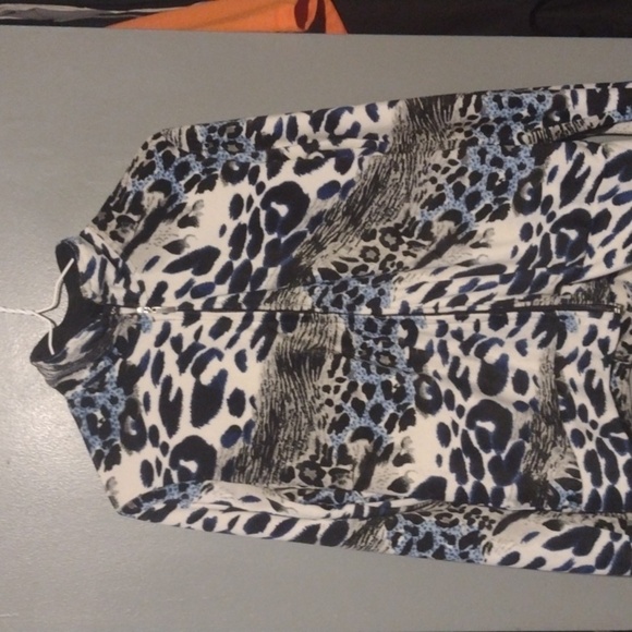 Mirror Image Animal Print Full Zip Stretch w Pockets Jacket Womens Size L - Picture 1 of 5